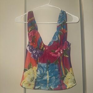 New York & Company Colorful Floral Crop Top